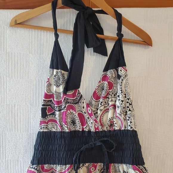 Maeve Anthropologie Dress Womens 2 Fit Flare Backless Smocked Floral‎ Halter - Picture 2 of 13